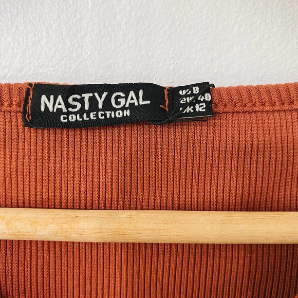 Rust Ribbed Long Sleeve BodyCon Dress - Picture 6 of 11